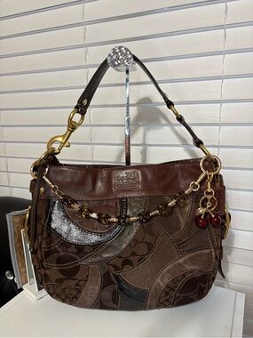 🤎Vintage Y2K Coach Zoe Mosaic Patchwork Signature Shoulder Bag Hobo Brown🤎